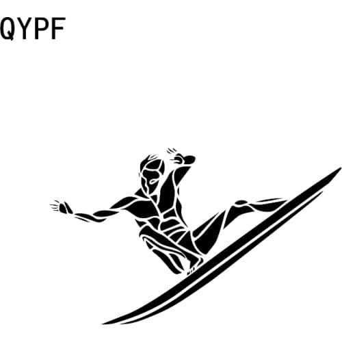 QYPF 13.4*8.1CM Funny Surfing Wave Hawaii Decor Car Sticker Vinyl Decals C16-0736