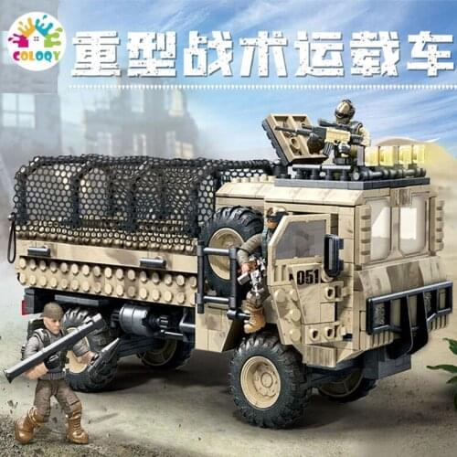 COLOQY Toy Tank Military Series WW2 Heavy Tactical Truck Soldier SWAT Weapon accessories Building Blocks Bricks Toys Gifts