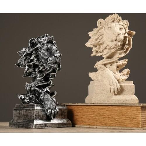 Resin Crestive Animals Sculptures Creative Lion Ornament Home Living Room Furnishings Decoration Crafts Desktop Figurine Artwork