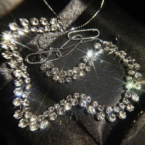 Europe America Luxury Necklace Creative Adjustable Length Fashion Double Deck Shiny Round Zircon Silver Jewelry For Women Party