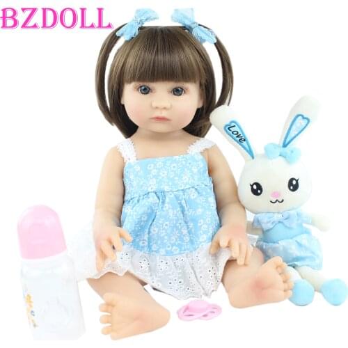 48 CM and 55 CM Full Silicone Reborn Baby Doll Toys For Girl Vinyl Princess Babies Birthday Gift Bonecas Kids Bathe Toy