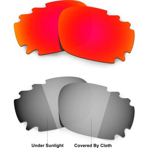 HKUCO For Jawbone Asian Fit Vented Sunglasses Replacement Polarized Lenses 2 Pairs - Red & Transition Photochromic