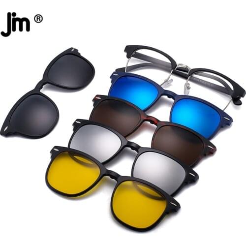 5PCS Magnetic Polarized Clip On Sunglasses Women Men Plastic Frame for Night Driving Sunglasses UV400