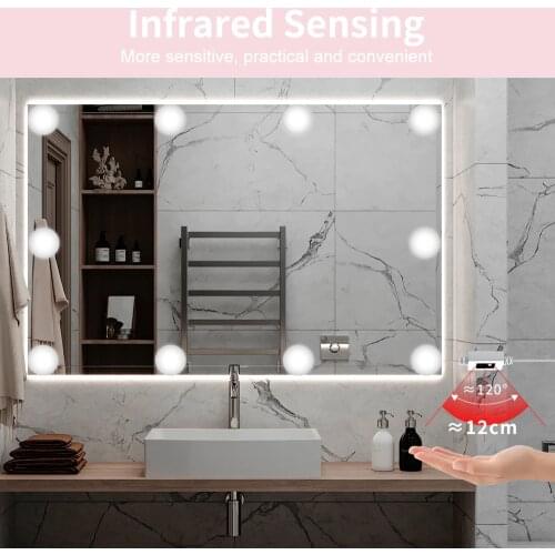 Hand Sweep Sensor Bathroom Decorative Wall Mirror 2 6 10 14 Bulbs 12V LED Vanity Mirror Light Makeup Lamp USB Selfie Licht Bulb