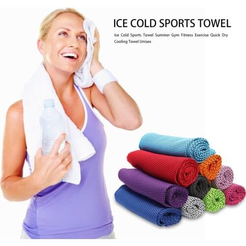 Comfortable Ice Cold Towel Gym Outdoor Fitness Exercise Solid Color Perspiration Evaporation Quick Dry Cooling Towel for Unisex