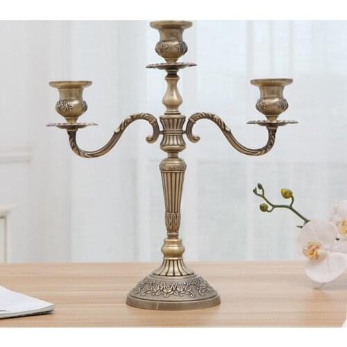 Vintage Metal Candle Holder Wedding Decoration Table Centerpieces Copper Candle Holder Pillar Suporte Vela Candle Jars AC50CH