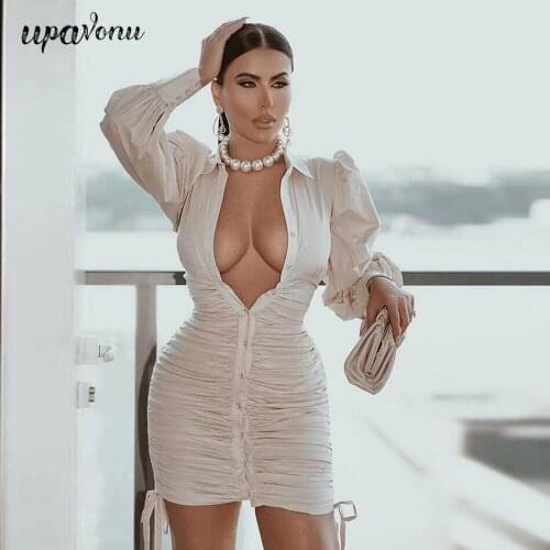 Free Shipping 2021 Womens Summer Lace-Up Cotton Shirt Dress Lapel Long Sleeve Single Breasted Bodycon Sexy Club Party Dress