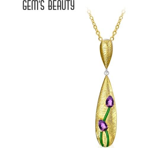 Gems Beauty Necklace For Women Pendant Statement Jewelry Natural Gemstone Amethyst Womens Fashion New Jewelry High Quality