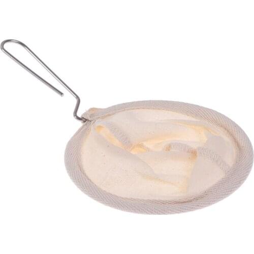 1PCS Tea Filter Reusable Coffee Filter Bag Stainless Steel Handle Flannel Cloth Strainer Dropping Pot Mesh Coffee Tool