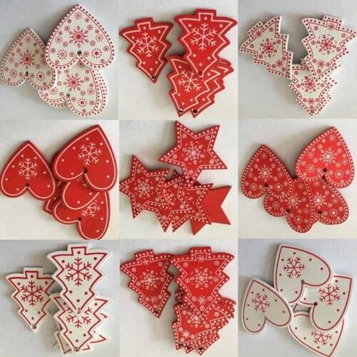 10pcs/Lot 5CM Natural Wood Christmas Ornaments Pendant Hanging Gifts Snowflakes Xmas Tree Decor Home Wedding Decorations