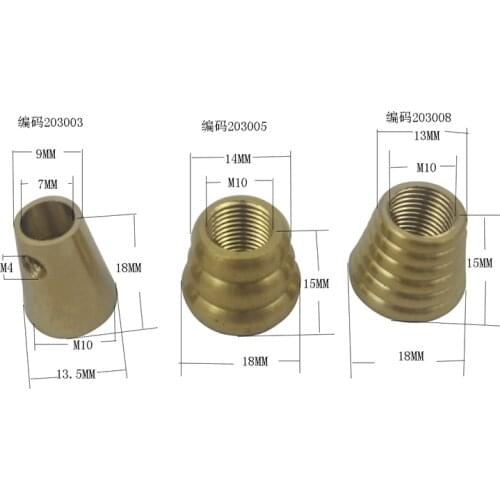 2pcs/lot Copper taper M10 connector decorative lighting accessories lamp assembly fittings taper pipe fittings