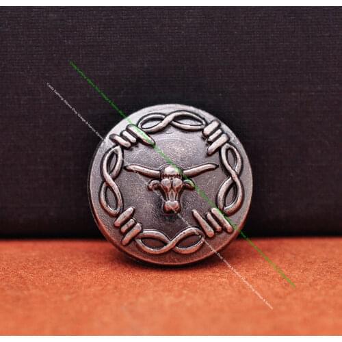 20PC 19mm Black Silver Western Barbed Wire Longho Bull Head Leathercraft Horse Saddle Tack Belt Concho Rivet Stud Screwba