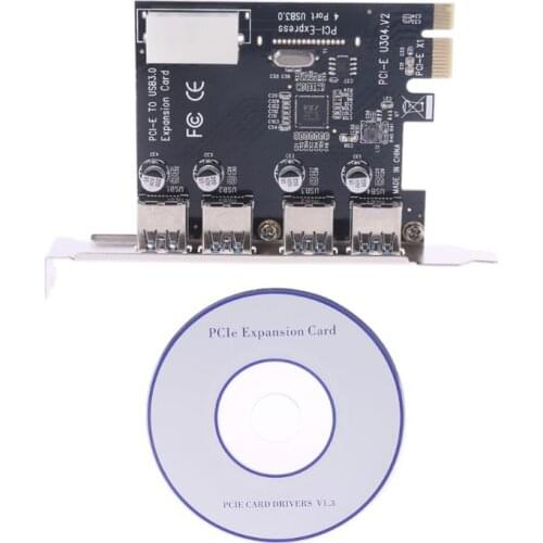 4 Port PCI-E to USB 3.0 HUB PCI Express Expansion Card Adapter 5 Gbps Speed Brand New