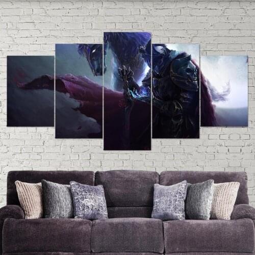 5 Piece Wall Art Canvas Game Picture Lonely Knight Figure Posters And Prints Modern Home Living Room Wall Decoration Paintings