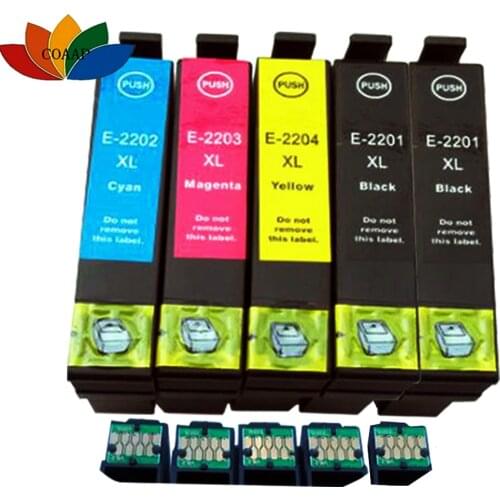 5 Compatible EPSON 220XL T220 XL Ink Cartridges For XP-320 XP-420 XP-424 WF-2630 WF-2650 WF-2660 WF-2760 Printer