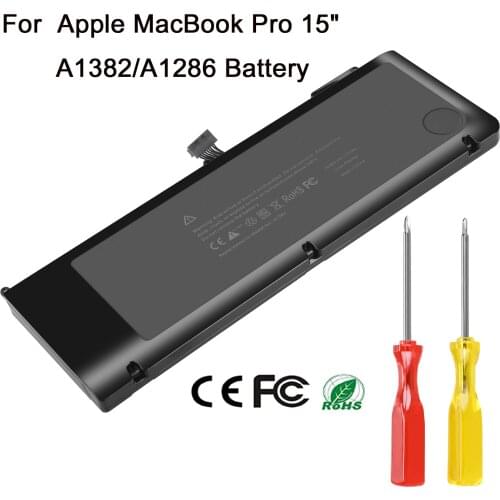 10.95V 77.5Wh A1382 A1286 Laptop Battery For Apple Macbook Pro 15" Early 2011 Late 2011 Mid 2012 020-7134-01 661-5844