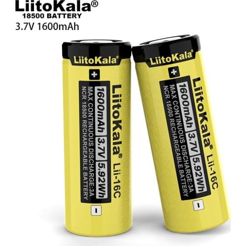 LiitoKala Lii-16C 18500 1600mAh 3.7 V Rechargeable battery lithium ion battery for LED flashlight
