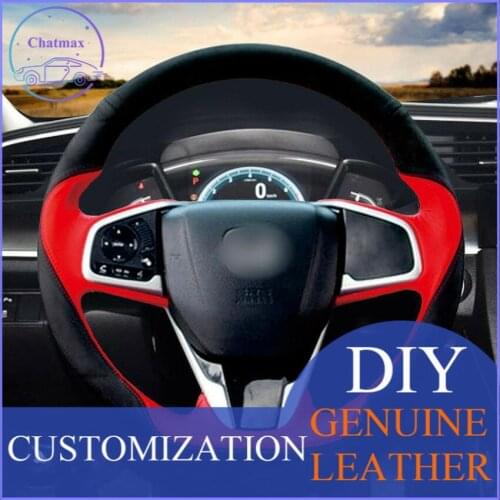 For Honda CR-V 2017-2019 Car Steering Wheel Cover Black suede Red leather custom anti-slip design Fit all season