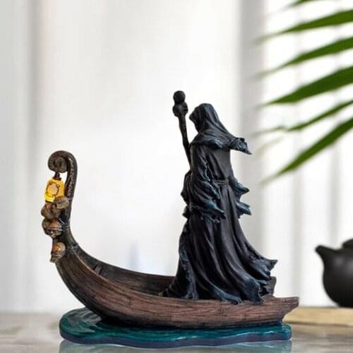 Home Decor Gothic Figurine Delicate Ferryman Resin Living Room Decoration Reaper Statue for Gift Decoration Crafts