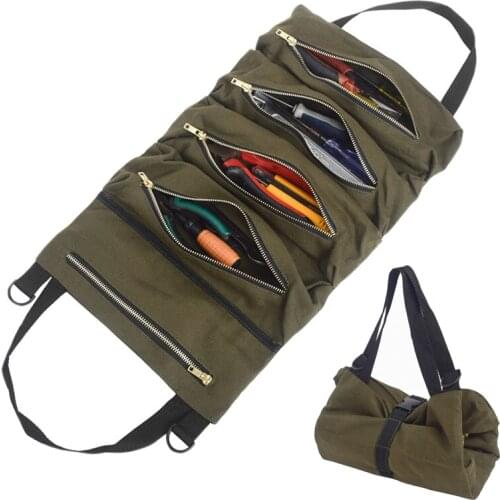 Hot Sale Roll Tool Roll Multi-Purpose Tool Roll Up Bag Wrench Roll Pouch Hanging Tool Zipper Carrier Tote