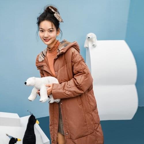 INMAN Winter Solid Color Hooded Collar Big Pocket Fall Rotator Cuff Long Womens Down Jacket Coat