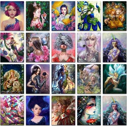 5D Full Square Diamond painting embroidery Cross stitch Beauty girl flower butterfly owl fish 3D DIY Drill Drawing bird cat wolf