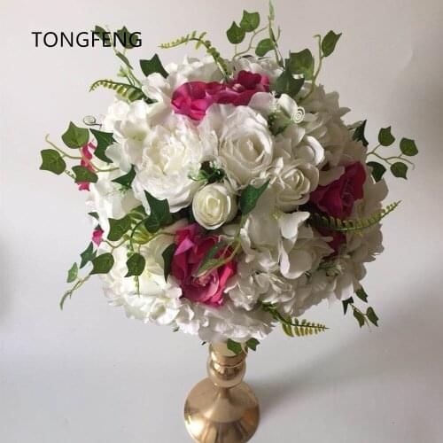 TONGFENG 10PCS/lot Artificial silk rose flowers wedding table centerpiece flowers ball Flower wall wedding backdrop decorations