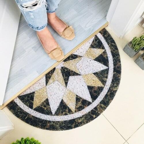 European-Style Flower Marble Floor Mats Door Wire PVC Foot Mats Non-slip Waterproof Semicircle Free Shipping To Russia