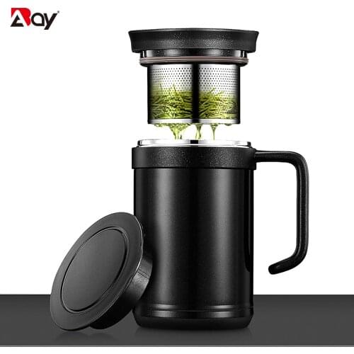 Tea Infuser Mug Insulated Water Bottle Stainless Steel Thermal Cups Travel Coffee Mug Vacuum Flask Tumbler Ourdoor Drinkware