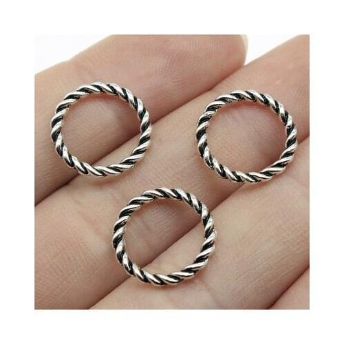 20PCS/lot 15*15mm Small Circle Metal Charm Connector Antique Silver Bronze Color Making DIY Handmade Tibetan Jewelry DIY