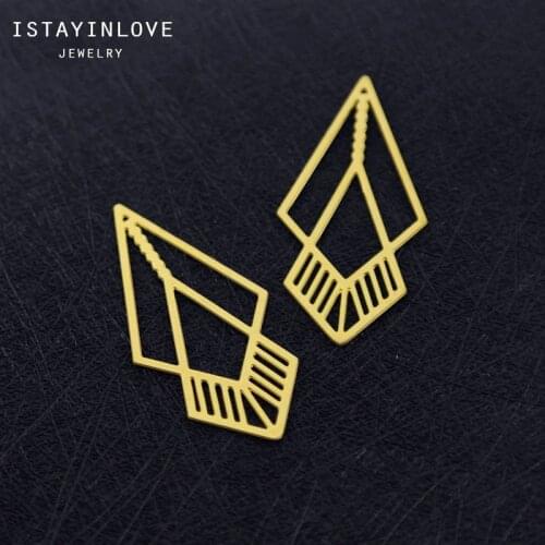 Handmade Jewelry Making Supplies Pendant Cut Hollow Metal Raw Brass Geometric Charm For DIY Necklace Earring Brooch RD255