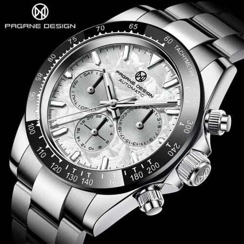 PAGRNE DESIGN Automatic Mens Watches 40mm Ceramic Bezel Mechanical Watches Top Brand Stainless Steel Sports Waterproof Clock