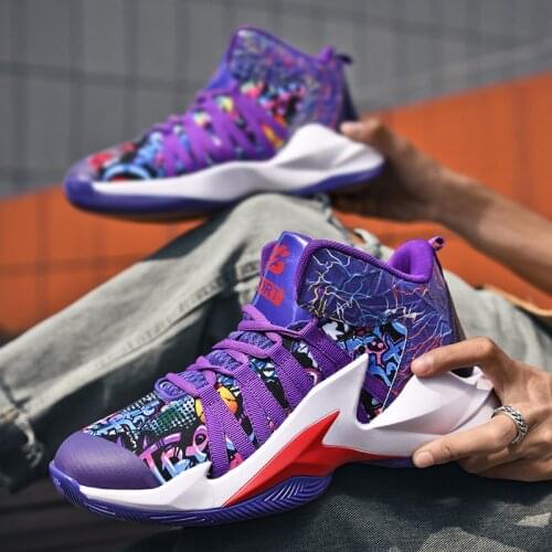 Superstar Men Basketball Shoes Fashion Graffiti Purple Basketball Sneakers Men Non-Slip Wear-resistant Sports Gym Training Shoe