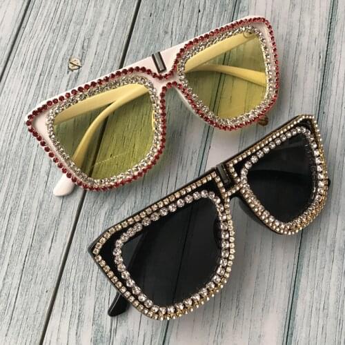 ZAOLIHU Oversized Square Sunglasses Men Big Lens UV400 Driving Sun Glasses Handmade Diamond Eyewear Vintage Women Oculos de sol