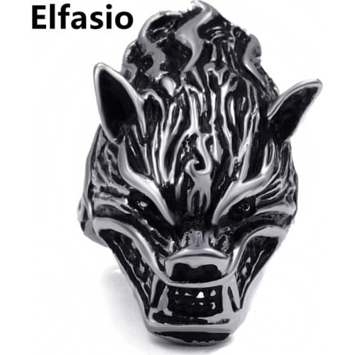 Mens Boys Stainless Steel Ring Band Werewolf Wolf Vampire Biker Fashion Jewelry Size 9-15