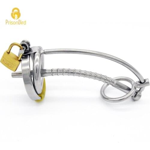 3 Ring Stainless Steel Male Chastity Device/Belt with Catheter,Cock Cage,Penis Ring,Penis Lock,Adult Game,Cock Ring A060