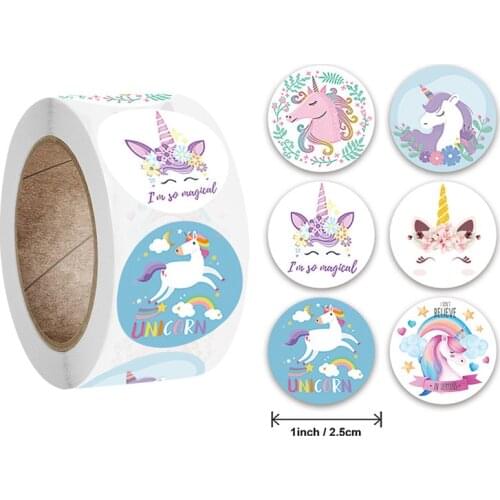 500 Pcs/roll New Animal Unicorn Thank You Stickers Packaging Sealing Sticker for Kindergarten Student Birthday Party Decorations