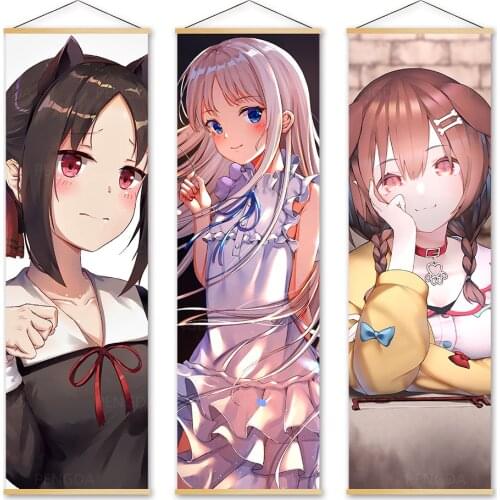 Wall Art Canvas Honma Meiko Pictures Painting Print Poster Solid Wood Hanging Scrolls Touching Japanese Anime Home Decoration