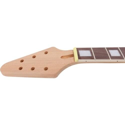 Unfinished Guitar Neck 22 fret 25.5 inch Rosewood Fretboard Flying V Block Inlay Bolt On Heel