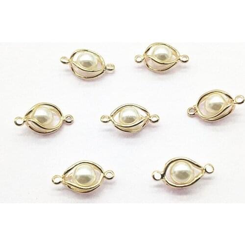 New arrival! 18x7mm 30pcs Copper Plating Real gold Imitation pearl Connector for Earrings DIY parts,Jewelry Findings & Component