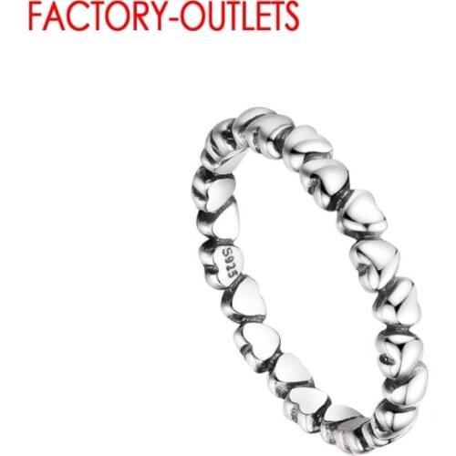 New Models Authentic 925 Sterling Silver Little Heart Pattern Round Finger Rings For Women Wedding Statement Fine Jewelry