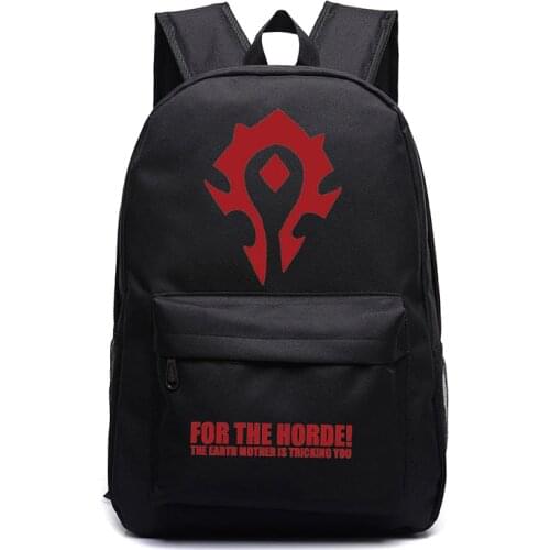 New FVIP WOW For The Horde World Of Warcraft Backpack School Bags Luminous Laptop Backpacks Tribe Alliance Nylon Mochila Galaxia