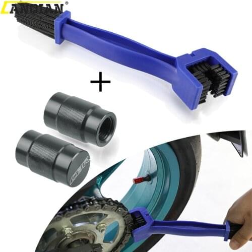Motorcycle Chain Cleaning Maintenance Brush Vehicle Wheel Tire Valve Stem Caps Covers For Honda CBR125R CBR125RR CBR150R CBR250R