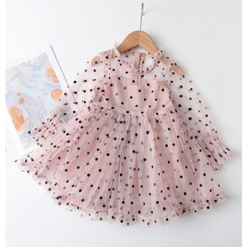 2-6T Girls Princesss Dress New Summer Kids Girl Party Costumes Polka Dot Dresses Mesh Vestidos Children Casual Clothing
