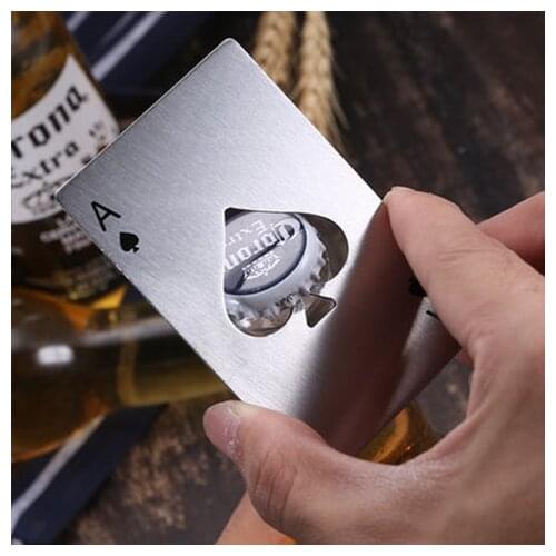 6pcs/set Stainless Steel Playing Card Bottle Opener Poker Ace of Spades Beer Opener Mini Wallet Openers Bar Cooking Tools