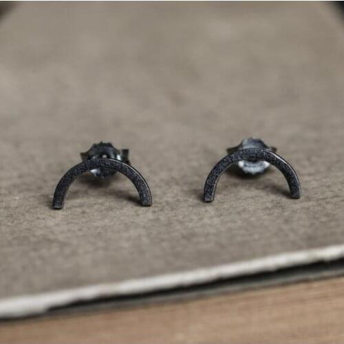 Hot Cute New Simple Genuine 925 Sterling Silver U Shape Punk Stud Earrings For Women Men Jewelry