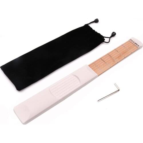 Portable Pocket Guitar 6 Fret Maple Wood ABS White Guitar Practice Trainer Tool Gadget for Beginner Music Lovers Gift