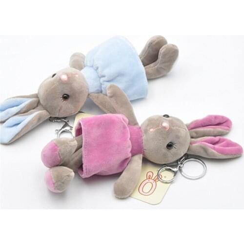 18CM Fluffy Bunny Keychains Cute Rabbit Key Chain Fur Woman Handbag Bag Keyring Pom Pom Car Pendant Key Ring Holder Jewelry 2020