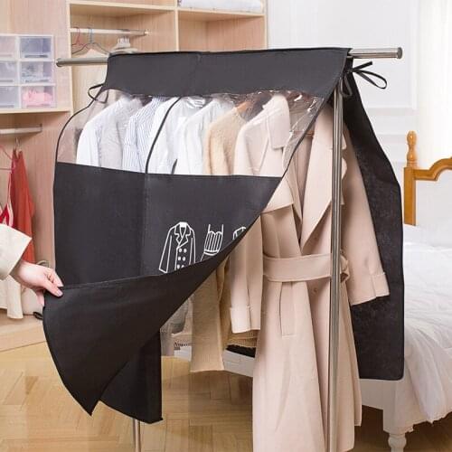 Dustproof Coat Cover Household Hanging Overcoat Clothing Covers Suits Pocket Storage Bags Closet Organizer