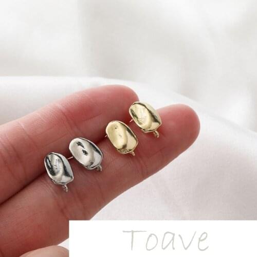 14K bag gold irregular with hanging coffee bean silver needle diy stud earrings hand-made material accessories